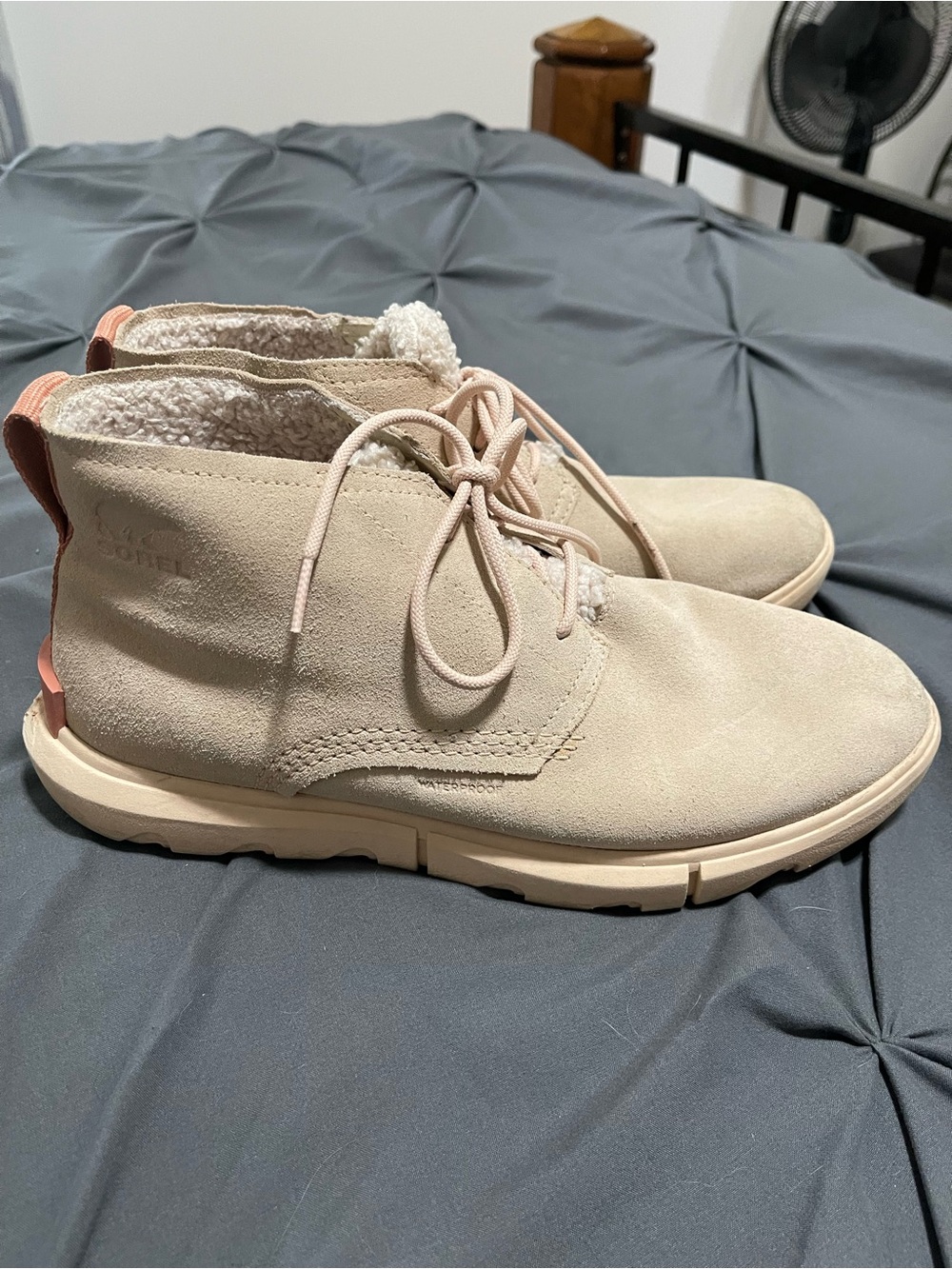 Sorel Light Beige Suede Shearling-Lined Boot